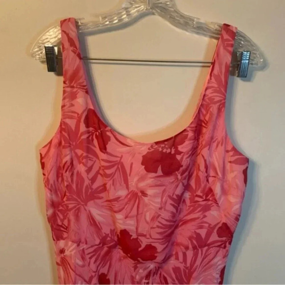 Adrianna Papell 100% Silk Pink Floral Midi Dress 14 - Picture 7 of 7